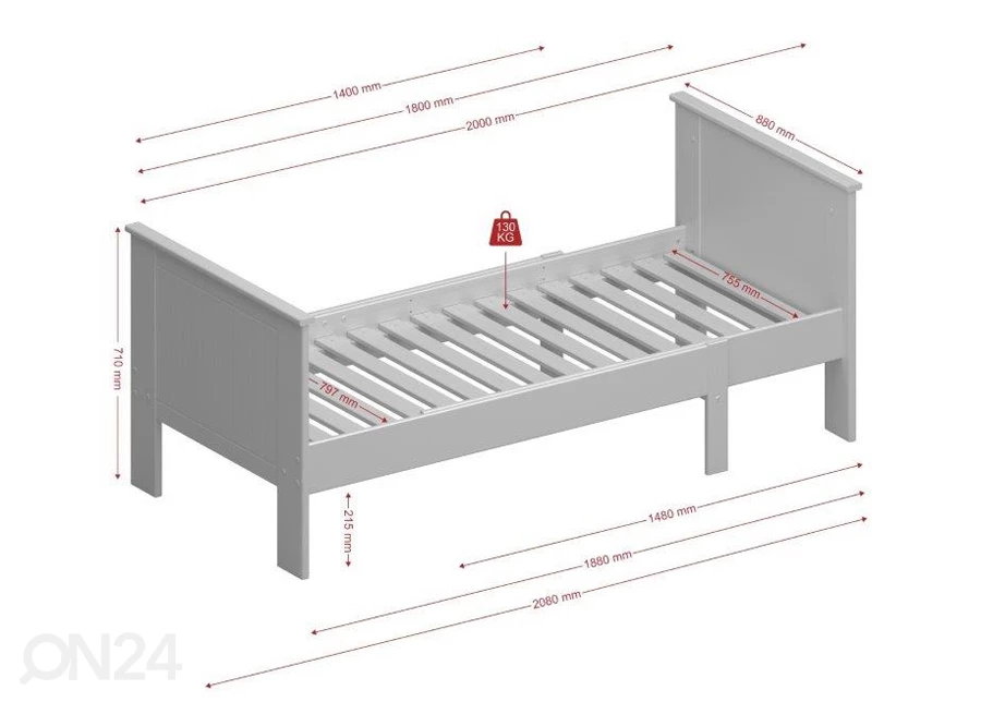 Jatkettava Sänky Alba 631 80x140/180/200 Cm - Image 5