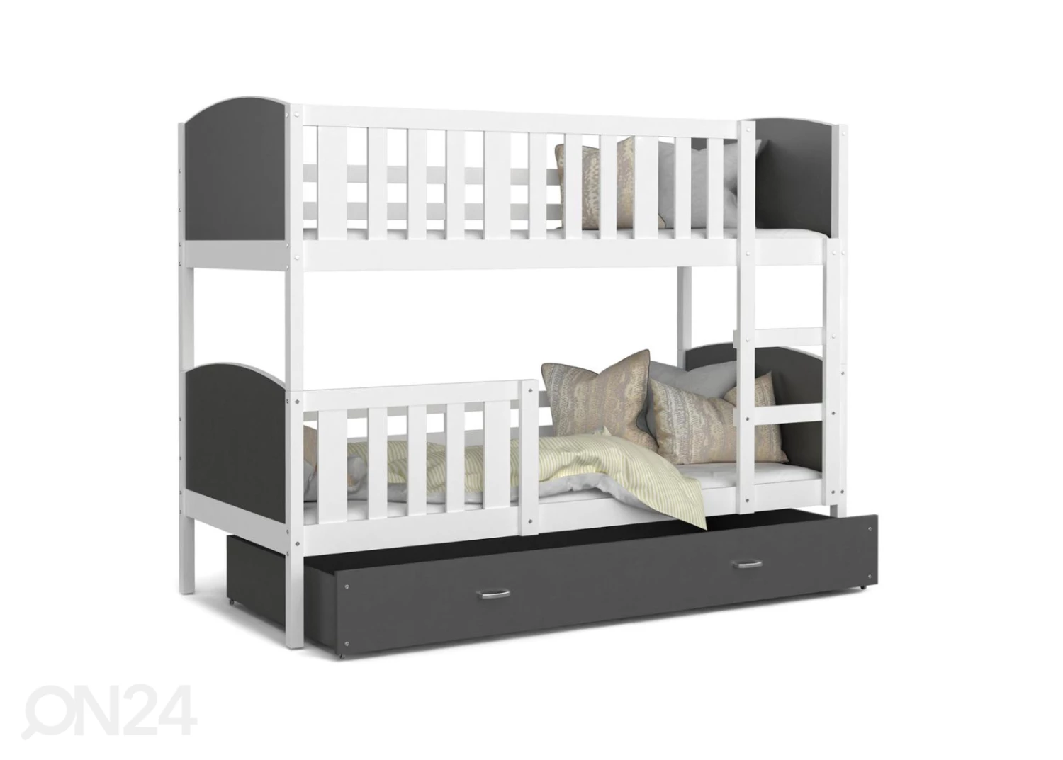 Kerrossänky 80x190 Cm, Valkoinen/harmaa