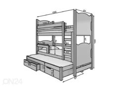 Kerrossänky Kolmelle 75x180 Cm