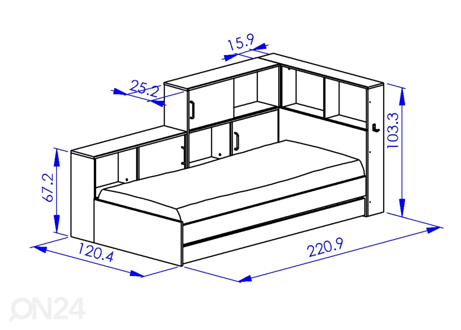 Monitoimisänky Erwan 90x200 Cm