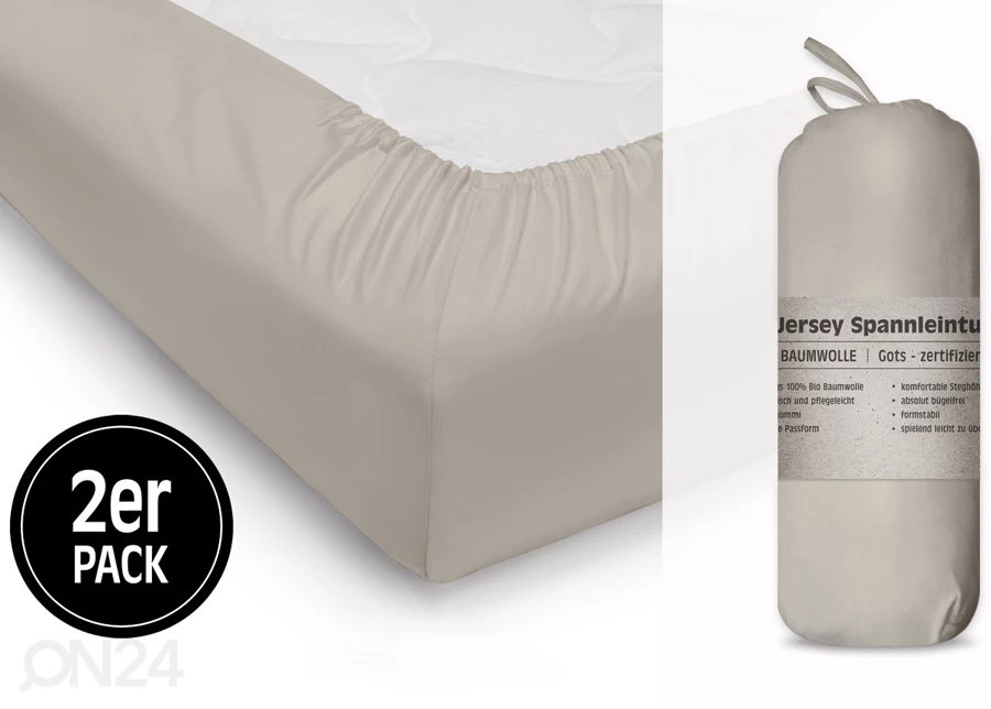 Muotoonommeltu Lakana 90x200 Cm 100% Organic 2 Kpl - Image 2