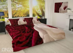 Päiväpeitto Valkoinen Ja Bordeaux 215x240 Cm