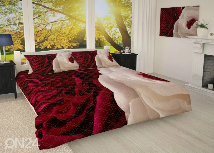 Päiväpeitto Valkoinen Ja Bordeaux 215x240 Cm