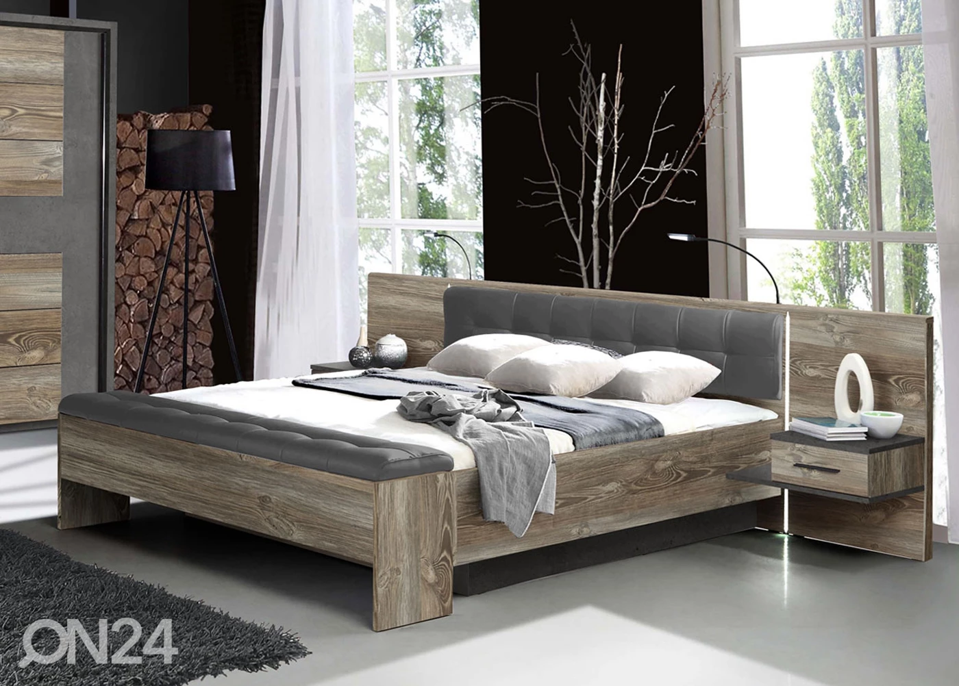 Sänky 180x200 Cm + 2 Yöpöytää